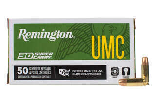Remington UMC 30 Super Carry 100 Grain Full Metal Jacket Ammunition features a centerfire design and 50 count